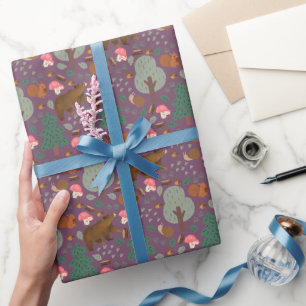 Walk Through the Woods on Autumn Purple Wrapping Paper