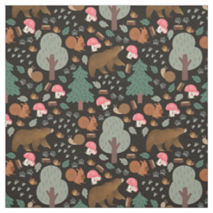 Walk Through the Woods on Black Fabric