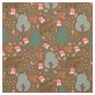 Walk Through the Woods on Brown Fabric