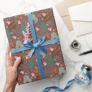 Walk Through the Woods on Deep Coffee Brown Wrapping Paper
