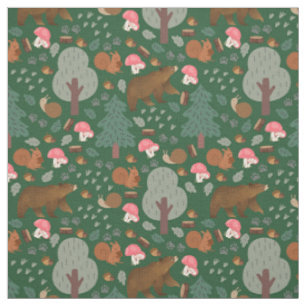 Walk Through the Woods on Hunter Green Fabric