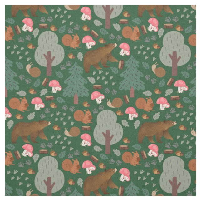 Walk Through the Woods on Hunter Green Fabric (Swatch)