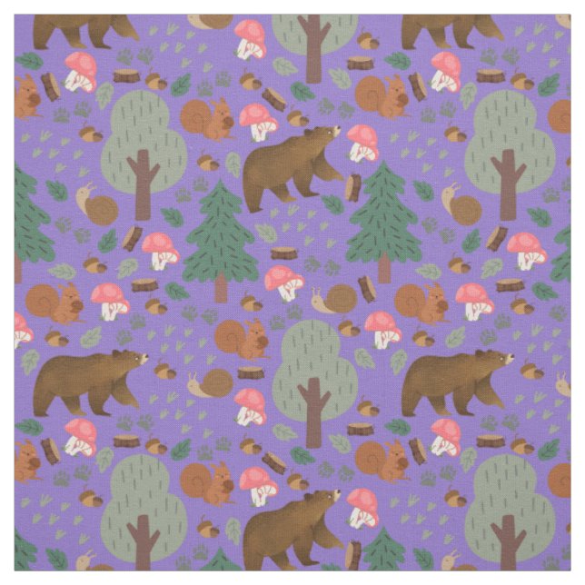 Walk Through the Woods on Medium Purple Fabric (Swatch)