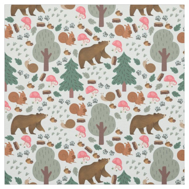 Walk Through the Woods on Pale Blue Fabric (Swatch)