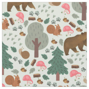 Walk Through the Woods on Pale Green Fabric
