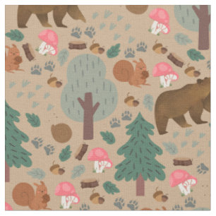 Walk Through the Woods on Tan Fabric