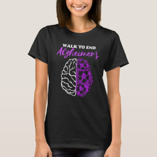 Walk To End Alzheimers Disease Awareness Purple Fl T-Shirt