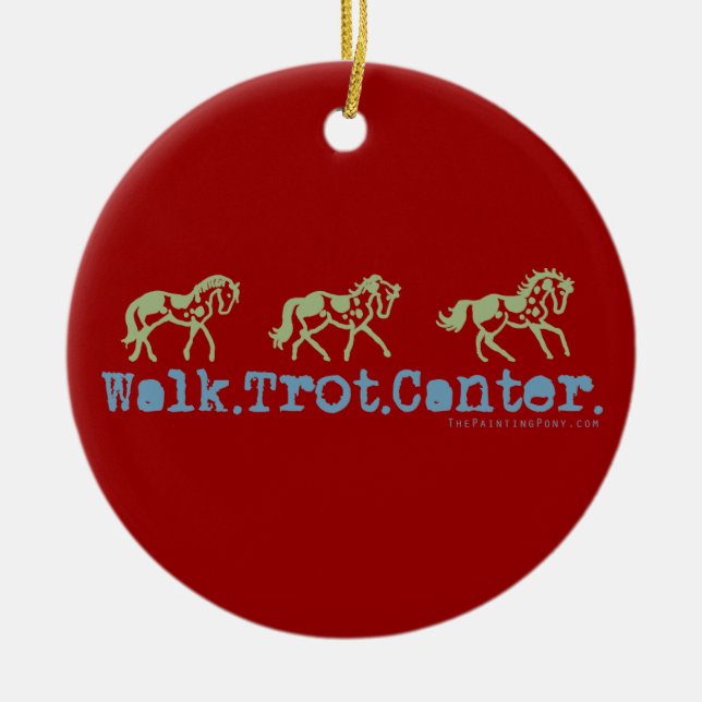 Walk Trot Canter Horses Ceramic Tree Decoration (Front)
