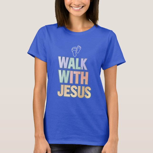 Walk With Jesus Christian Faith Pastel Graphic T-Shirt (Front)