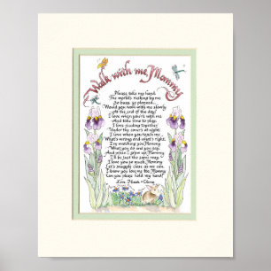 Walk With Me Mummy Watercolor Personalised Poster