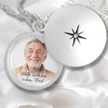 Walk with me today, Dad! Wedding, Photo, Memorial  Locket Necklace<br><div class="desc">"Walk with me today, Dad!" Personalised, Photo, Text, Wedding Memorial Locket Necklace. Personalising this pendant is quick and easy – simply upload your favourite photo, edit the text if desired, and you're done in under a minute! Keep the memory of a loved one close on your wedding day with our...</div>