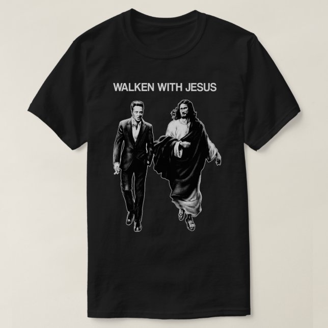 Walken With Jesus Christopher Walken Comfy Graphic T-Shirt (Design Front)