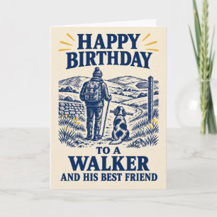 Walker and Dog Birthday Hiking Best Friend Card