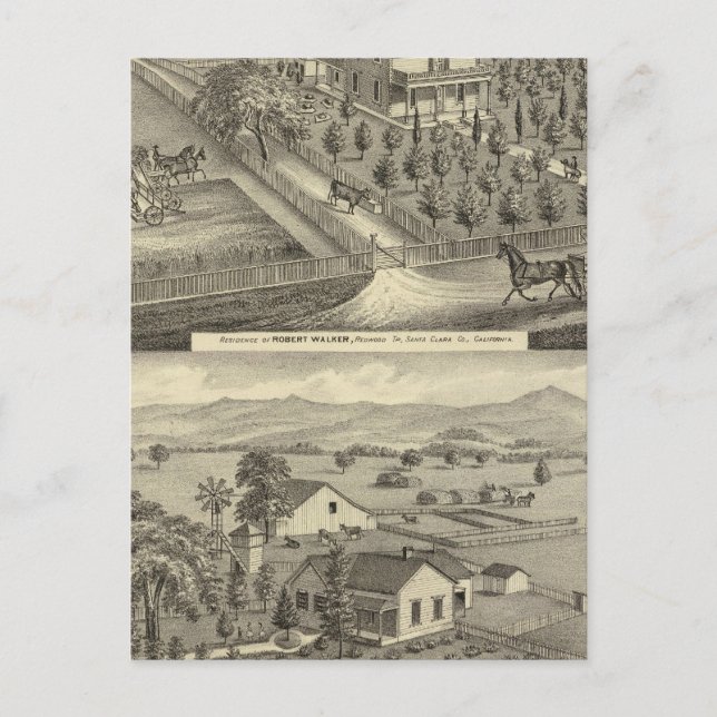 Walker, Ball residences Postcard (Front)