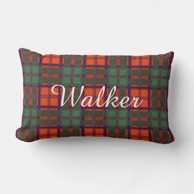 Walker clan Plaid Scottish kilt tartan Lumbar Cushion (Front)