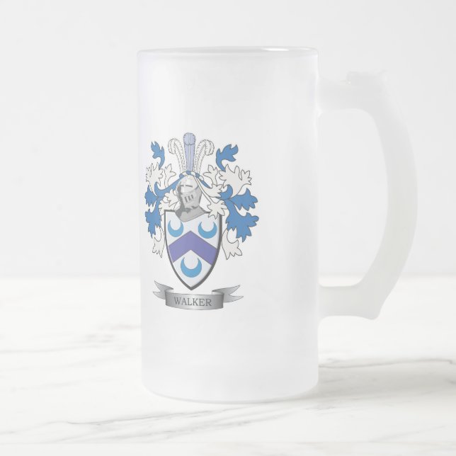 Walker Coat of Arms Frosted Glass Beer Mug (Right)