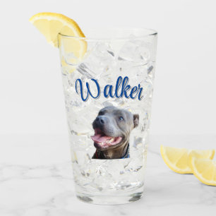 Walker Name With Staffy Bull Terrier, Glass