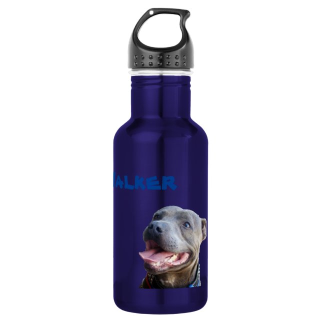 Walker Name With Staffy Bull Terrier, Water Bottle (Front)