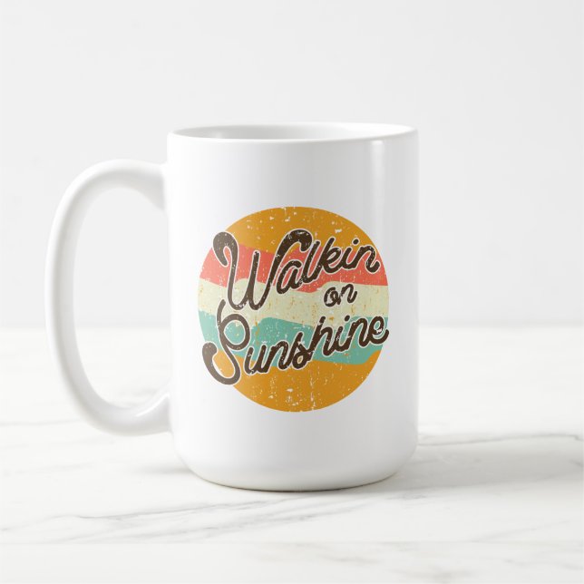 Walkin on Sunshine Retro Coffee Mug (Left)