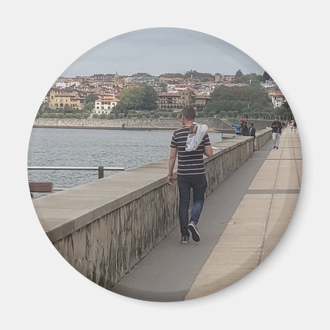 Walking Around The Port In Bilbao, Spain Fridge Magnet (Front)