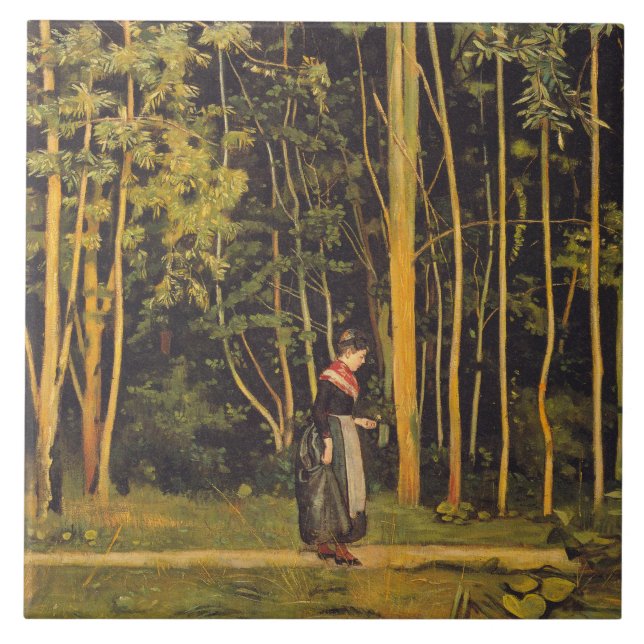 Walking at the Forest Edge (by Ferdinand Hodler) Tile (Front)