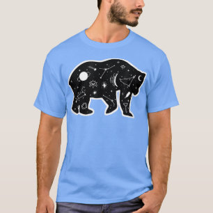 Walking Bear Polar Animal Celestial Stars Design  T-Shirt