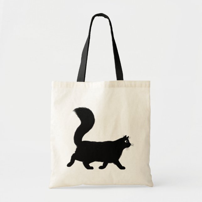 Walking Black Cat | Cool Kitty Lover's Tote Bag (Front)