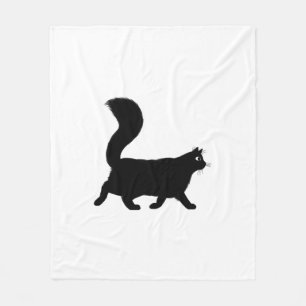 Walking Black Cat Cool Kitty with Fluffy Tail Fleece Blanket