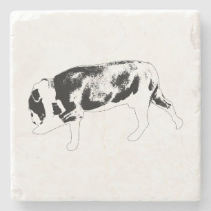 Walking Bulldog Silhouette with Textured Shading Stone Coaster