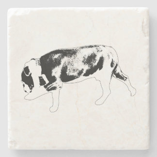 Walking Bulldog Silhouette with Textured Shading Stone Coaster