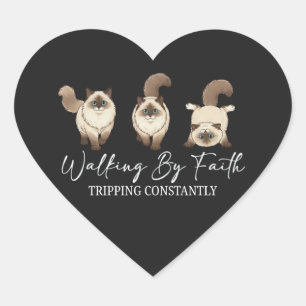Walking By Faith Funny Christian Dog Lover Heart Sticker