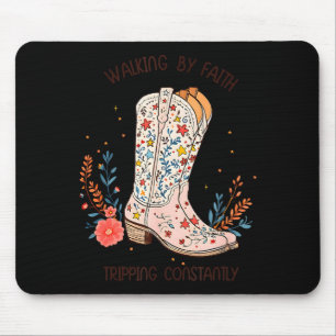 Walking By Faith Tripng Constantly Christian Weste Mouse Mat