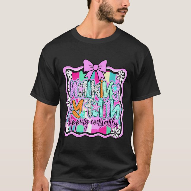 Walking By Faith Tripping Constantly Christian Bib T-Shirt (Front)