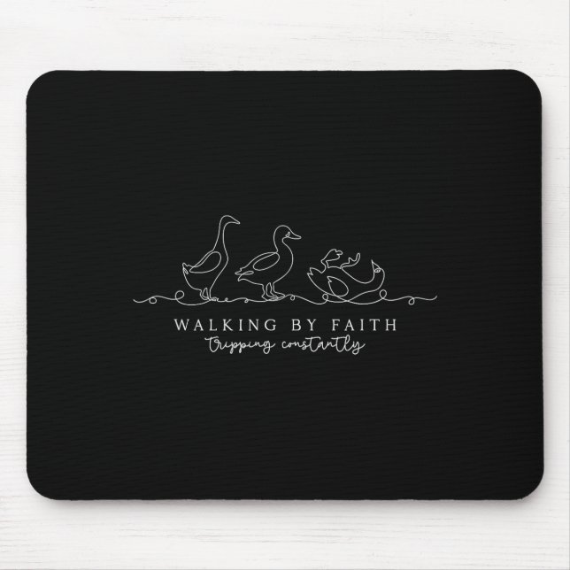 Walking By Faith Tripping Constantly Funny Christi Mouse Mat (Front)
