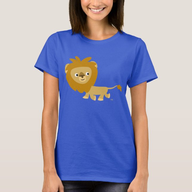 Walking Cartoon Lion Women T-shirt (Front)