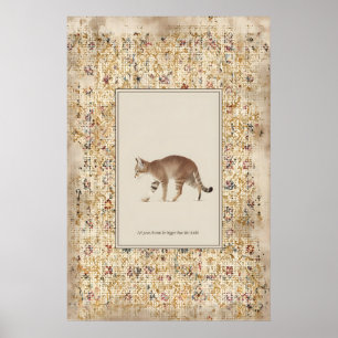 Walking Cat Illustration Poster Calm Cat Art Print