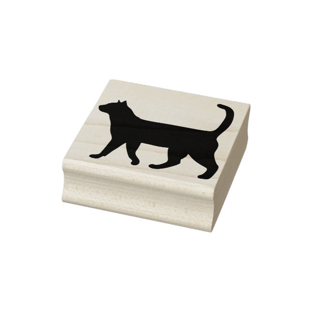 walking cat silhouette art stamp (Stamp)