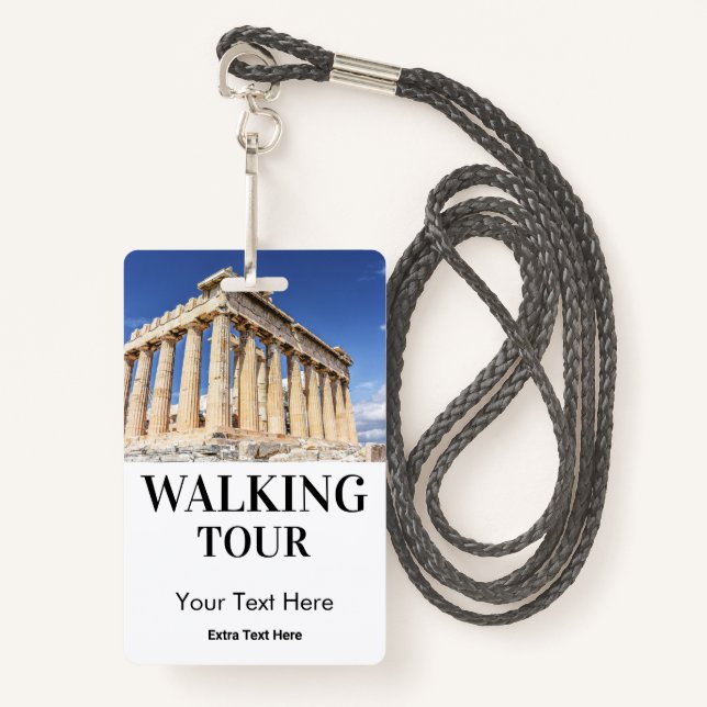 Walking City Tour Photo & Logo Badge ID Badge (Front with Lanyard)