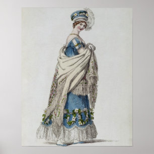 Walking dress, fashion plate from Ackermann's Repo Poster