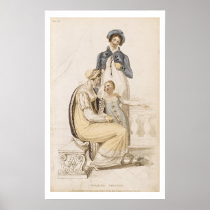 Walking Dresses, fashion plate from Ackermann's Re Poster