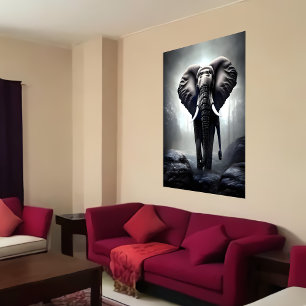 Walking Elephant AI Art Poster