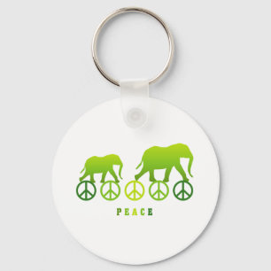 Walking Elephants in Peace Key Ring