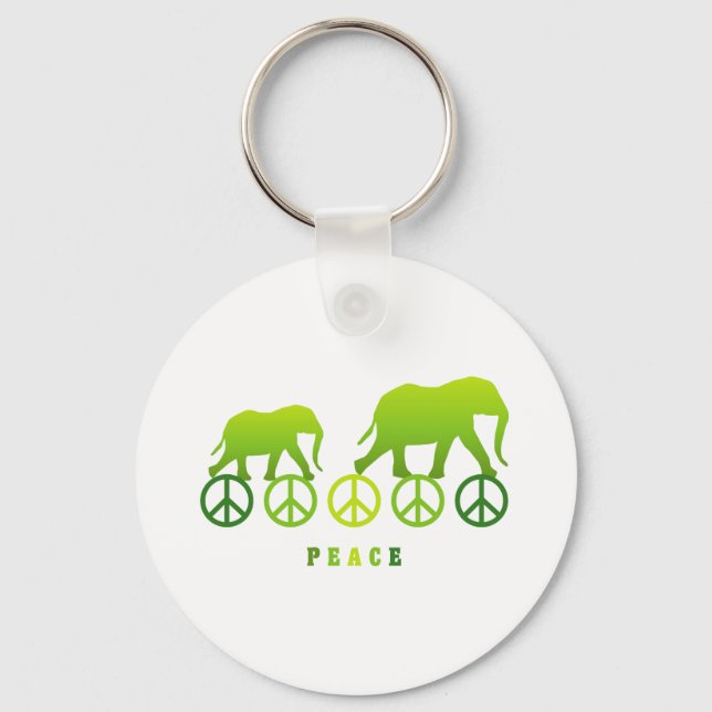 Walking Elephants in Peace Key Ring (Front)
