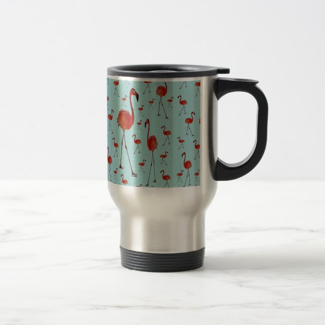 Walking flamingoes travel mug (Right)