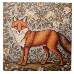 Walking Fox William Morris Inspired Tile