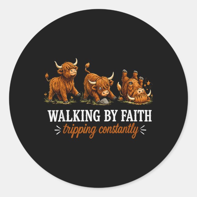 Walking Graphic Classic Round Sticker (Front)