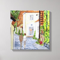 Walking Home Danish Townscape Acrylic Painting