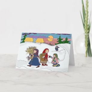 Walking Home Ukrainian Folk Art Holiday Card