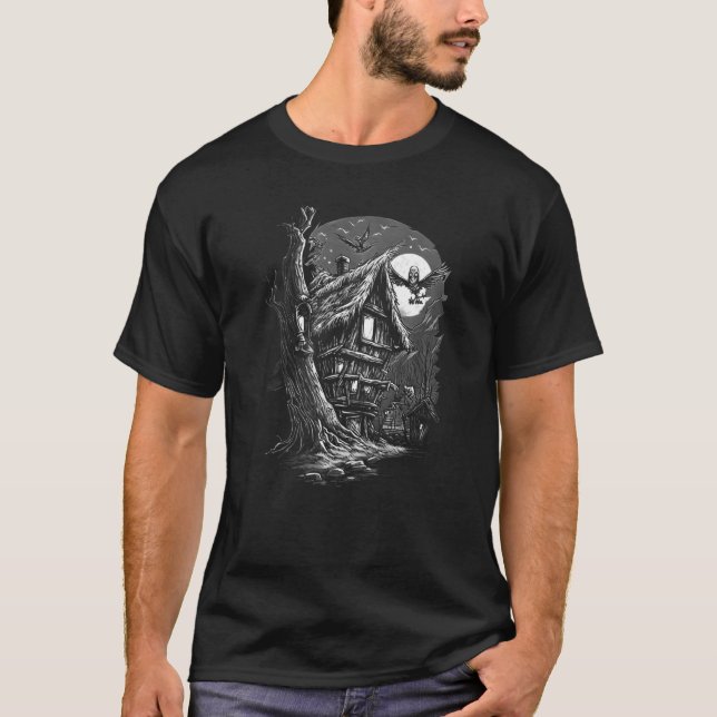 Walking House on Chicken Legs Slavic folklore Baba T-Shirt (Front)
