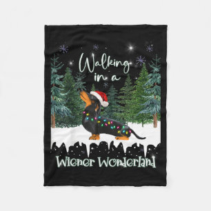 Walking In A Wiener Wonderland Dachshund Fleece Blanket